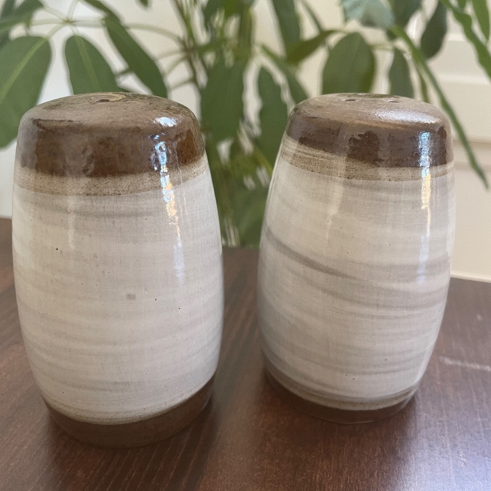 Handmade Ceramic Grey and Brown Salt and Pepper Shaker with Large Holes
